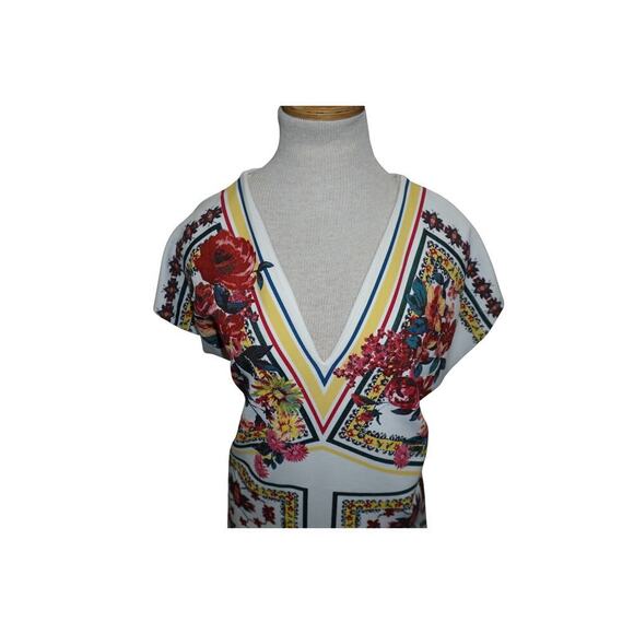Zara Shift Dress – Size Medium  White Red Floral V-Neck Sleeveless Pullover  NWT - Picture 4 of 10